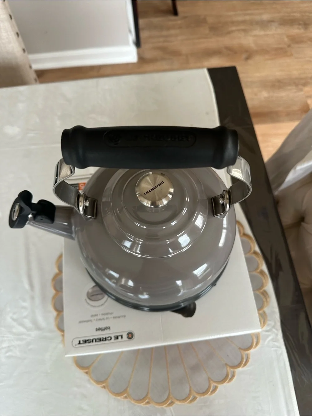 Le Creuset oyster Whistling Kettle with Stainless Handle